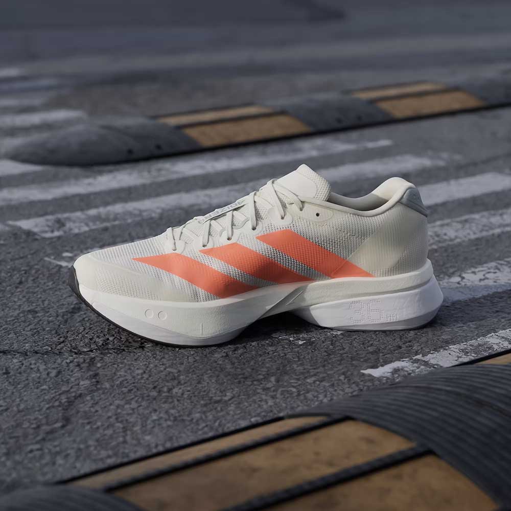 Men's Adizero Boston 13 Running Shoe - Off White/Lucid Orange/Grey - Regular (D) - Image 3