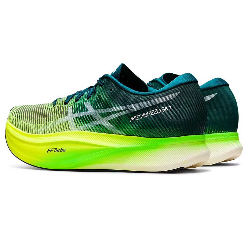 Men's Metaspeed Sky+ Running Shoe- Velvet Pine/Safety Yellow- Regular (D) - Image 3