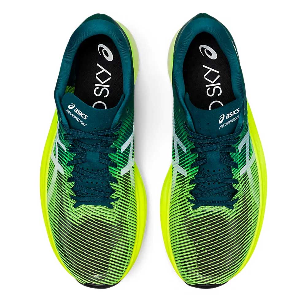 Men's Metaspeed Sky+ Running Shoe- Velvet Pine/Safety Yellow- Regular (D) - Image 5