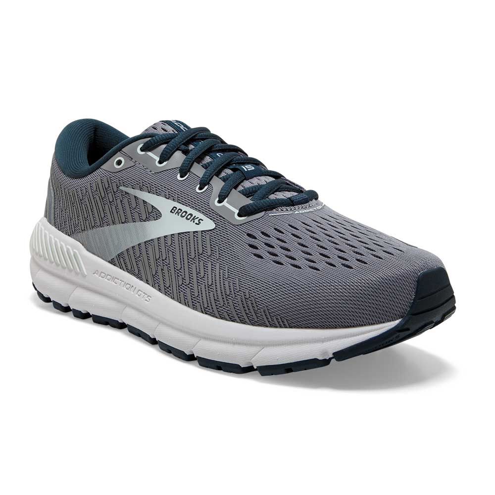 Women's Addiction GTS 15 Running Shoe- Grey/Navy/Aqua- Narrow (2A) - Image 3