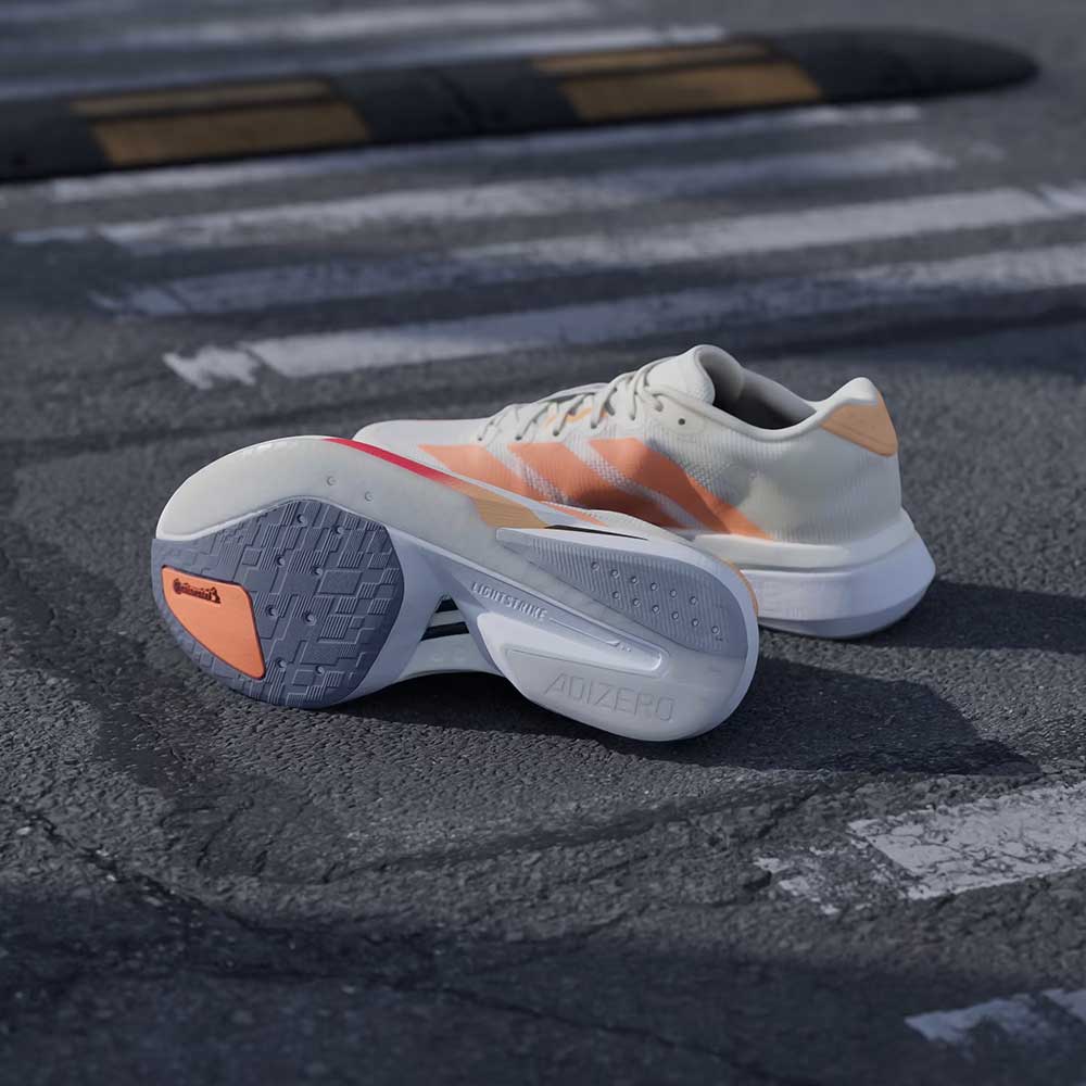 Women's Adizero Boston 13 Running Shoe - Off White/Beam Orange/Acid Orange - Regular (B) - Image 3