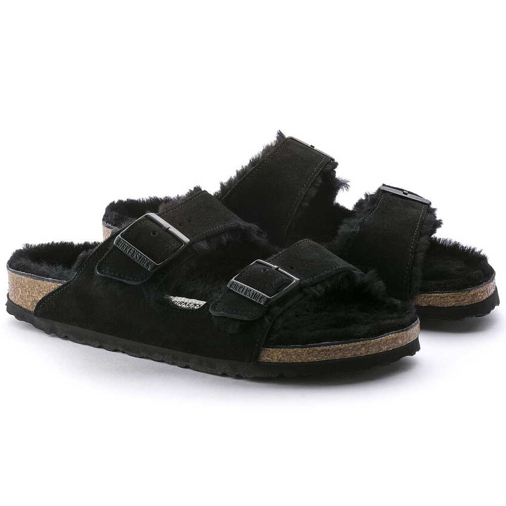 Arizona Shearling Sandal - Black - Regular/Wide - Image 3