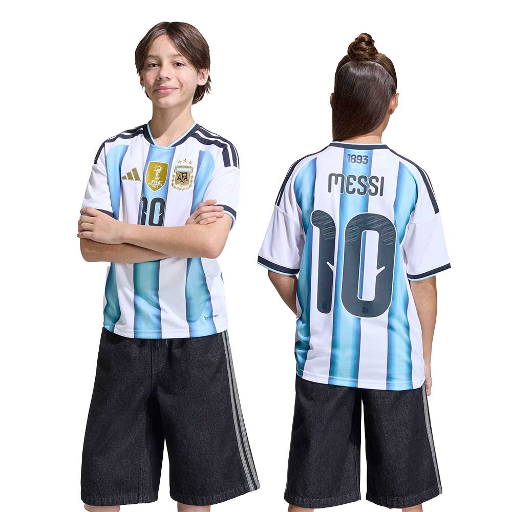 Youth Argentina Messi Home Jersey - White/Icey Blue/Light Blue - Image 4