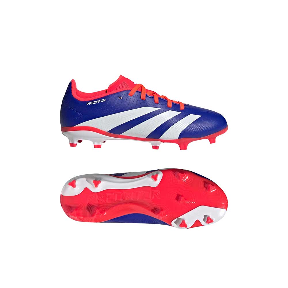 Youth Jr Predator League Firm Ground Cleats - Lucid Blue / Cloud White / Solar Red - Regular (D) - Image 7